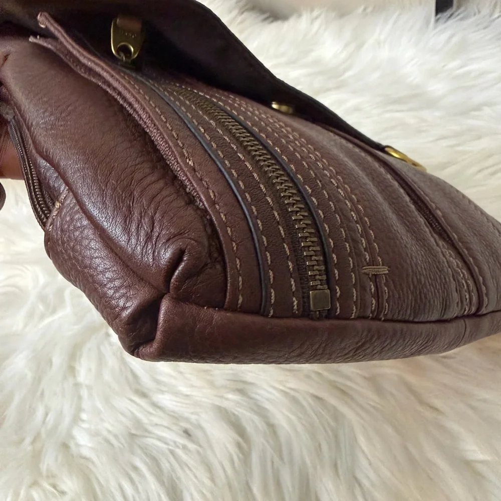 Fossil Dark Brown Leather Messenger Bag